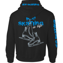 Kapucnis pulóver, Ice Skating is Life fekete JR