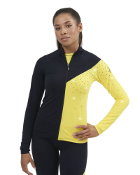 Jachetă de patinaj artistic, SAGESTER 210 JR negru/galben cu inserție galbenă
