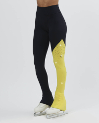 Pantalones de patinaje artístico, SAGESTER 479 JR negro/amarillo inserto