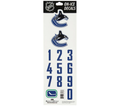 Наклейка, номери НХЛ на головних уборах Vancouver Canucks