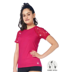 Camiseta patinaje artístico, SAGESTER 058 SW rosa